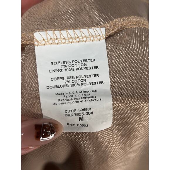 Lush Long Sleeve Sheath Mini Dress Cutout Back Beige Womens Medium - Picture 5 of 6